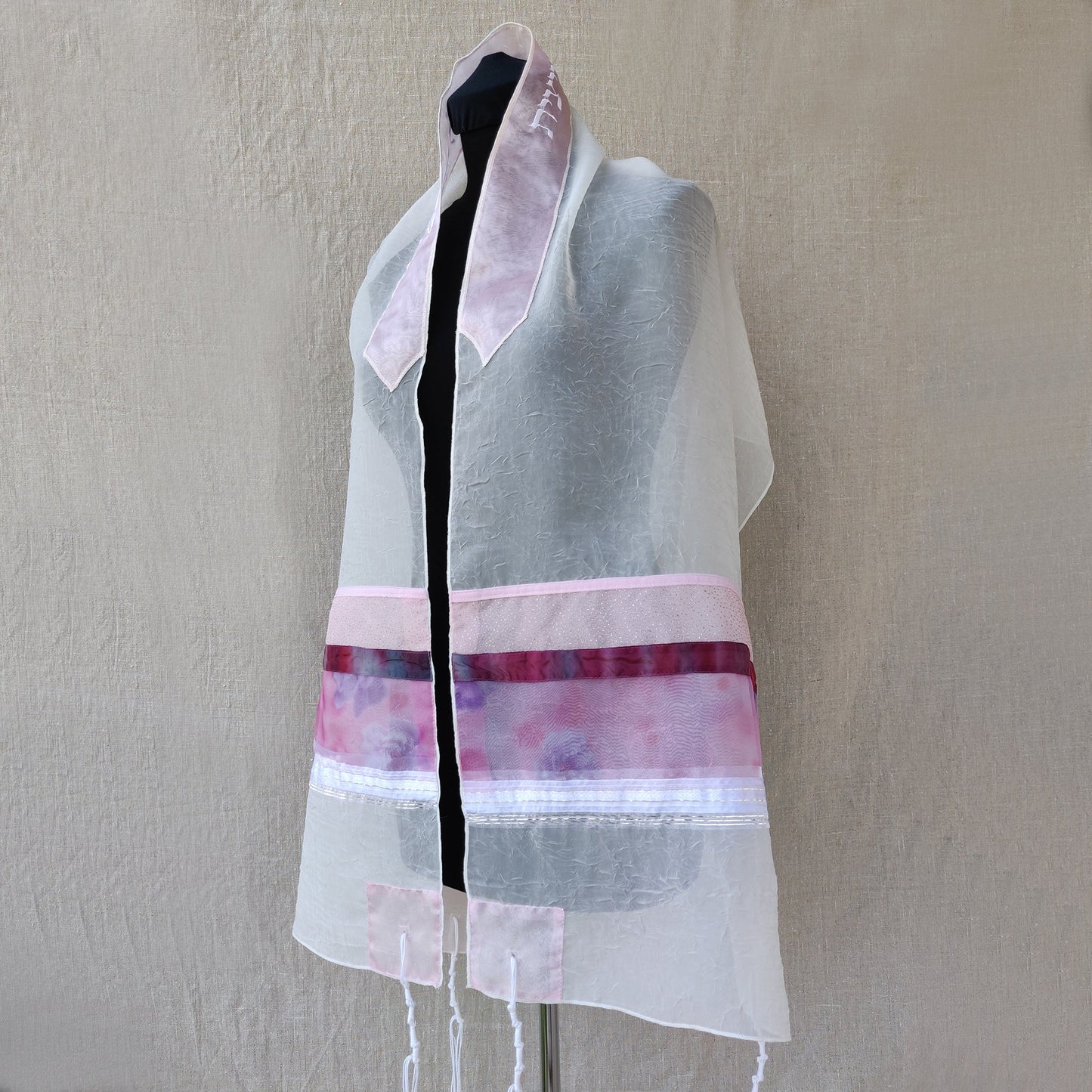Lady Gabrieli - Voile Tallit - Pink Glitter