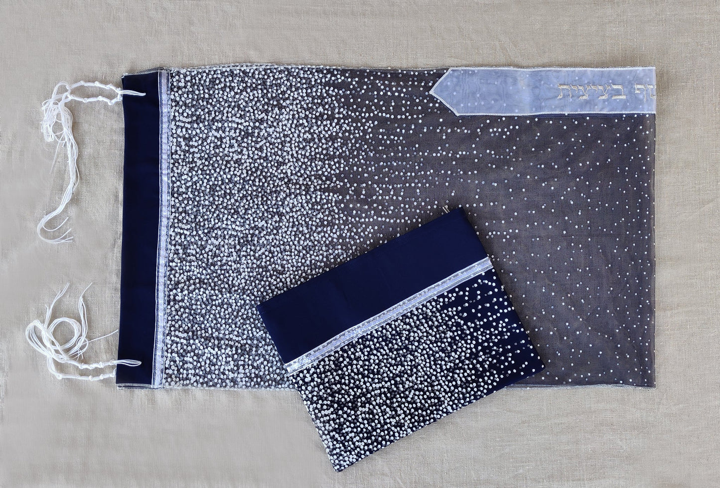 Lady Gabrieli - Tulle Tallit - Dark Blue Glitter