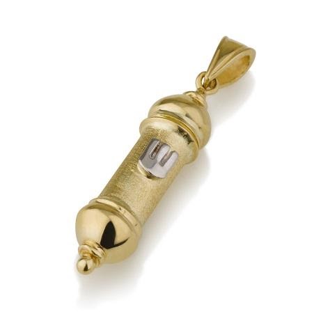 Pendant - 14K Mezuzah Pendant (IV) - Chaya & Raphael's Galleries
