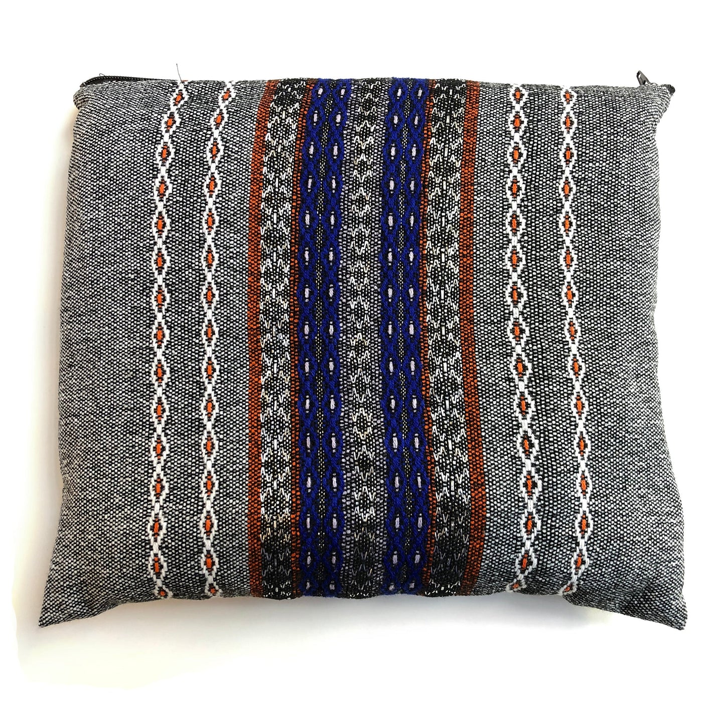 Gabrieli Premium - Wool Tallit - Blue & Orange with Silver on Gray