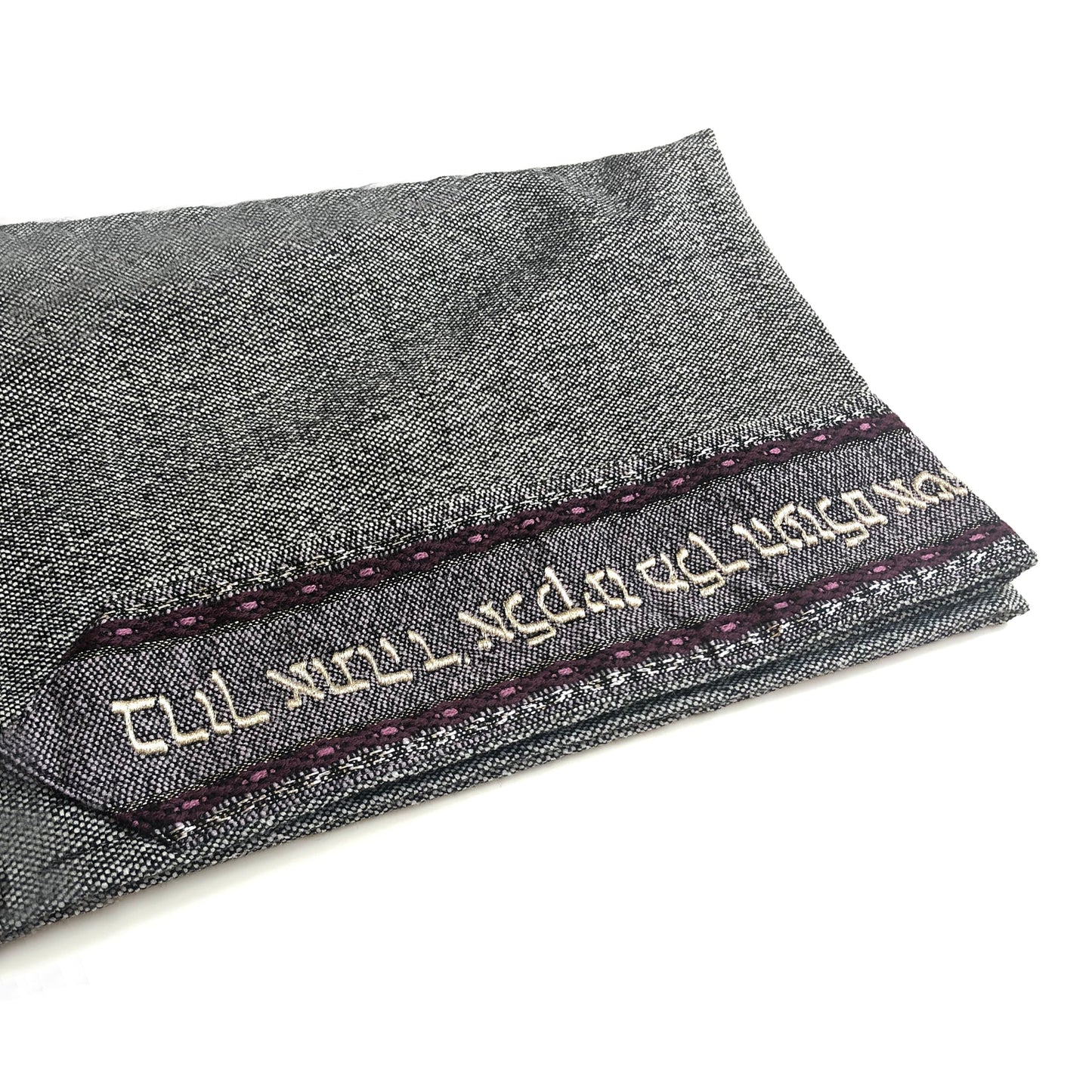 Gabrieli Premium - Wool Tallit - Purples & Silver on Gray