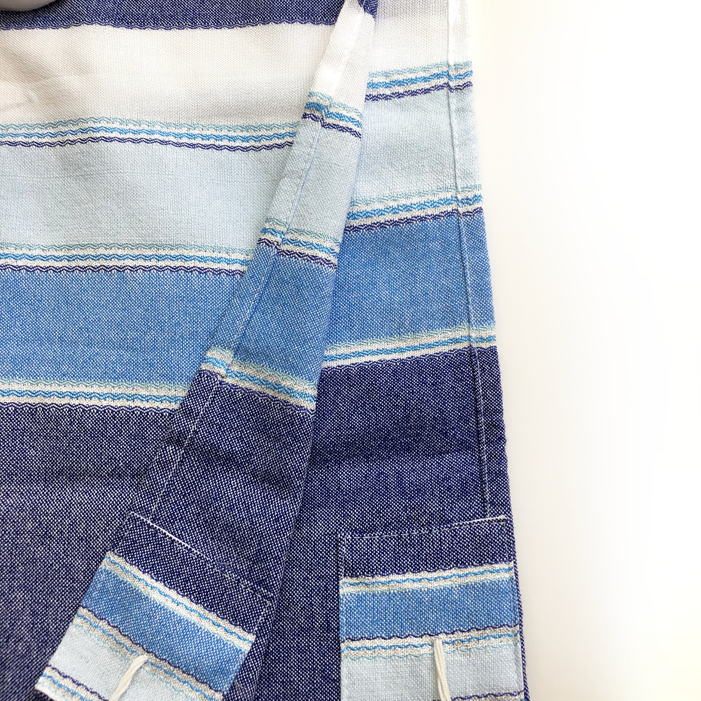 Noam - Cotton Tallit - 3 Blues and Silver on White