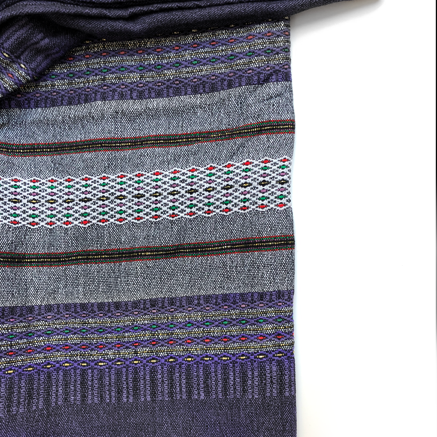Elia - Wool Tallit - Grey With Gold on Dark Purple