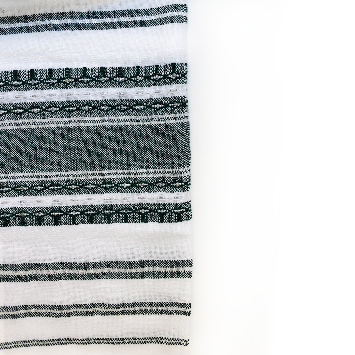 Samuel - Wool Tallit - Dark Green and Silver