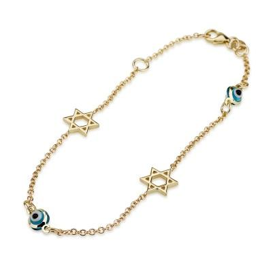 Necklace - 14K Star of David and Evil Eye Necklace - Chaya & Raphael's Galleries