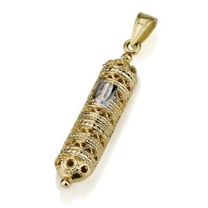 Pendant - 14K Mezuzah Pendant - Chaya & Raphael's Galleries