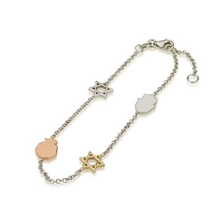 Necklace - 14K Star of David and Hamsa Necklace - Chaya & Raphael's Galleries