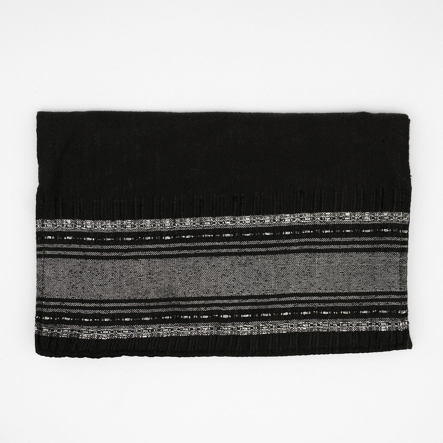 Samuel - Silk Tallit - Silver on Black