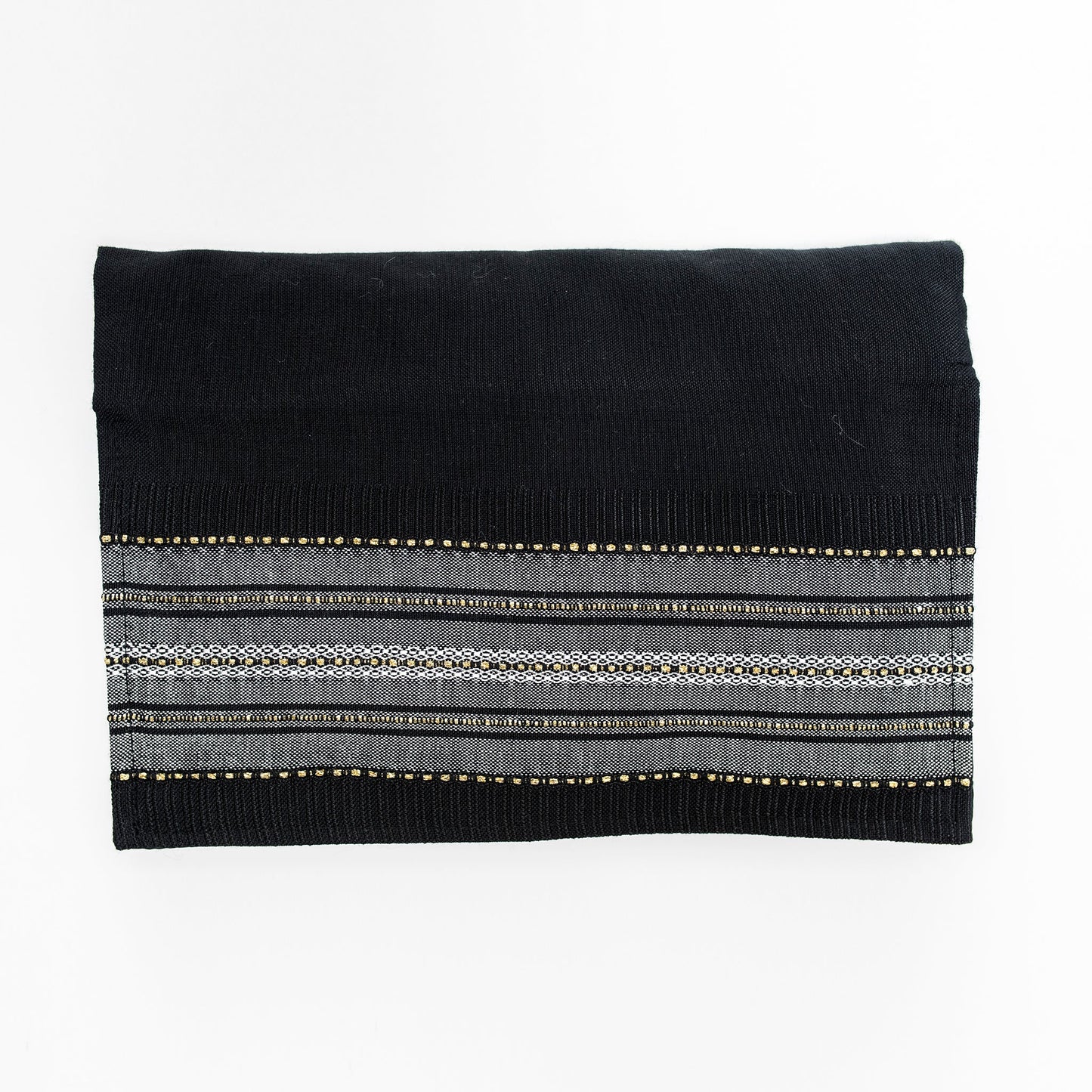 Elia - Silk Tallit - Gray with Gold on Black