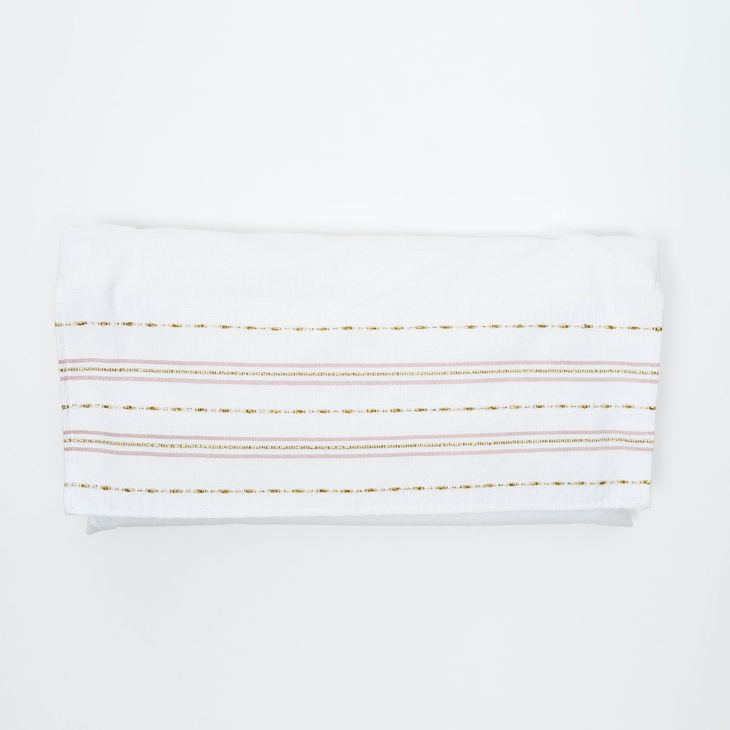 Elia - Silk Tallit - Pink and Gold on White