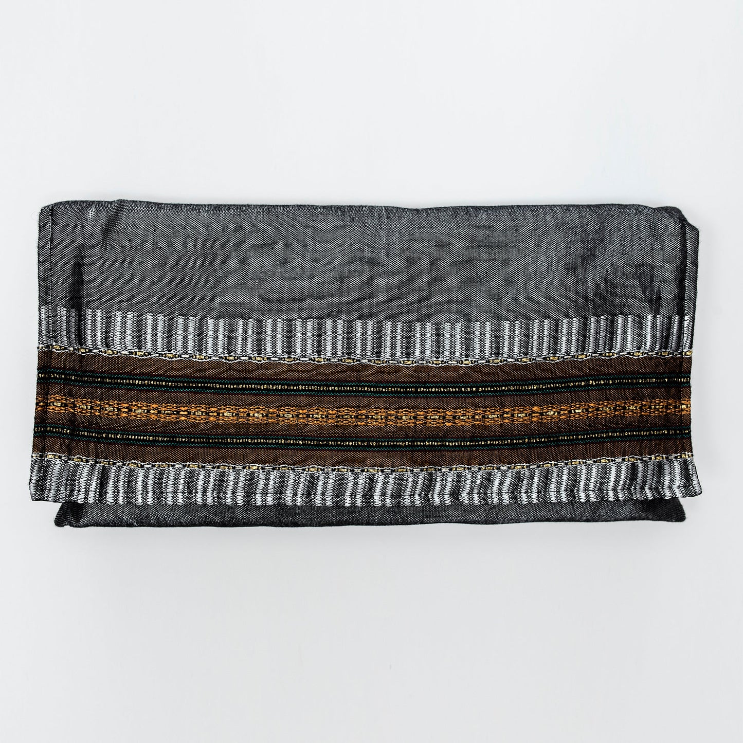Elia - Silk Tallit- Copper Orange with gold on Gray