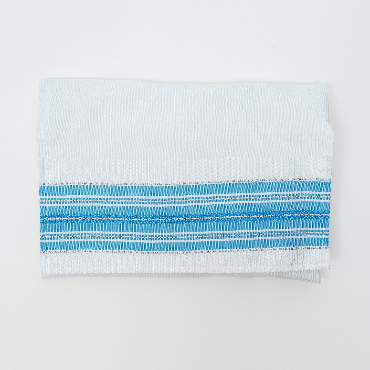 Elia - Silk Tallit - Flag Blue with Silver on White