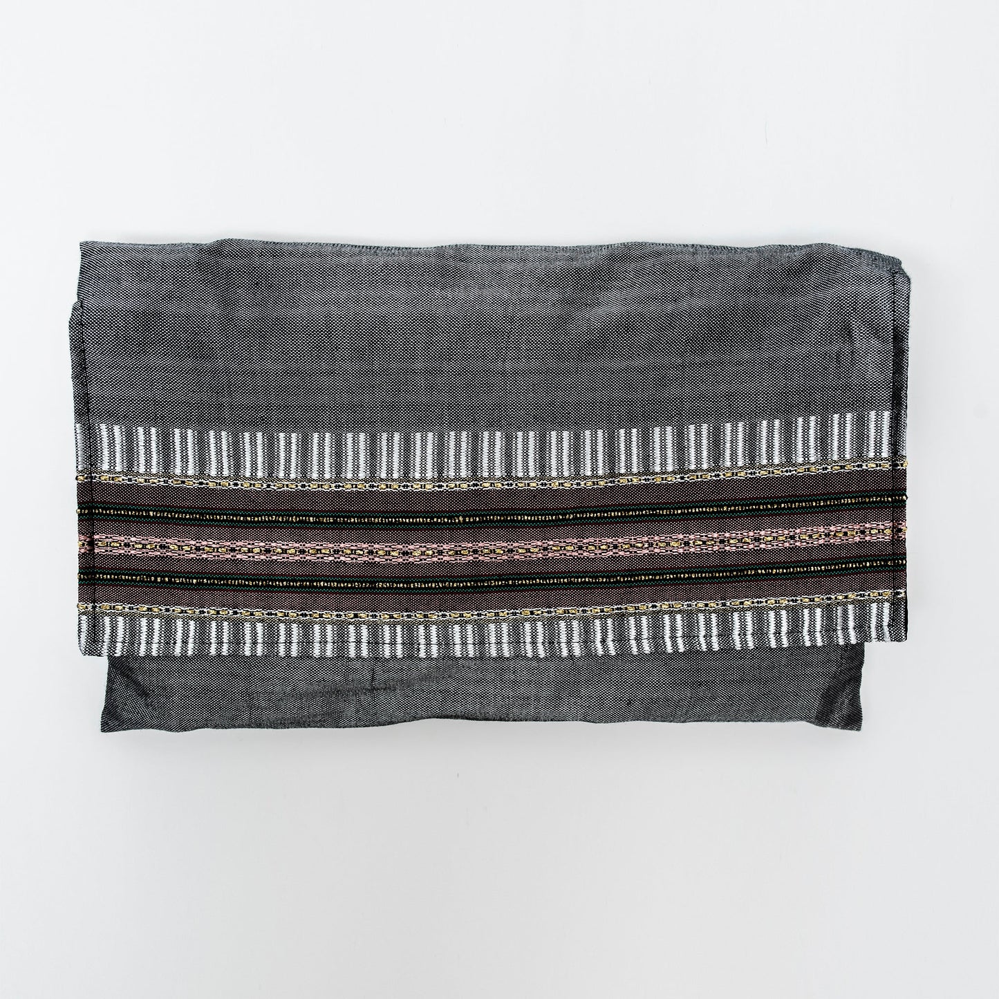 Elia - Silk Tallit- Pink with gold on Gray
