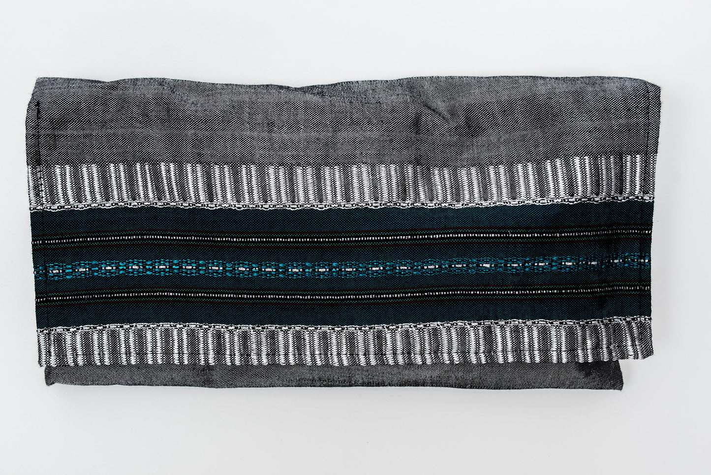 Elia - Silk Tallit- Turquoise and Silver on Gray