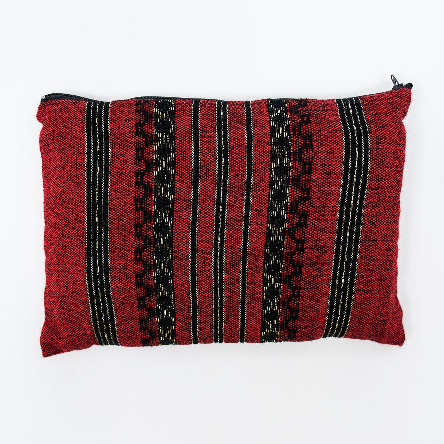 Hagar - Wool Tallit - Black and Gold Design on Red
