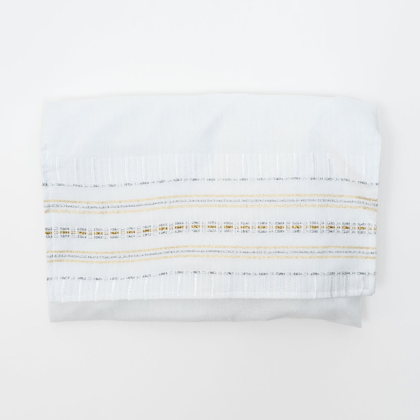 Elia - Silk Tallit - Gold and Silver on White