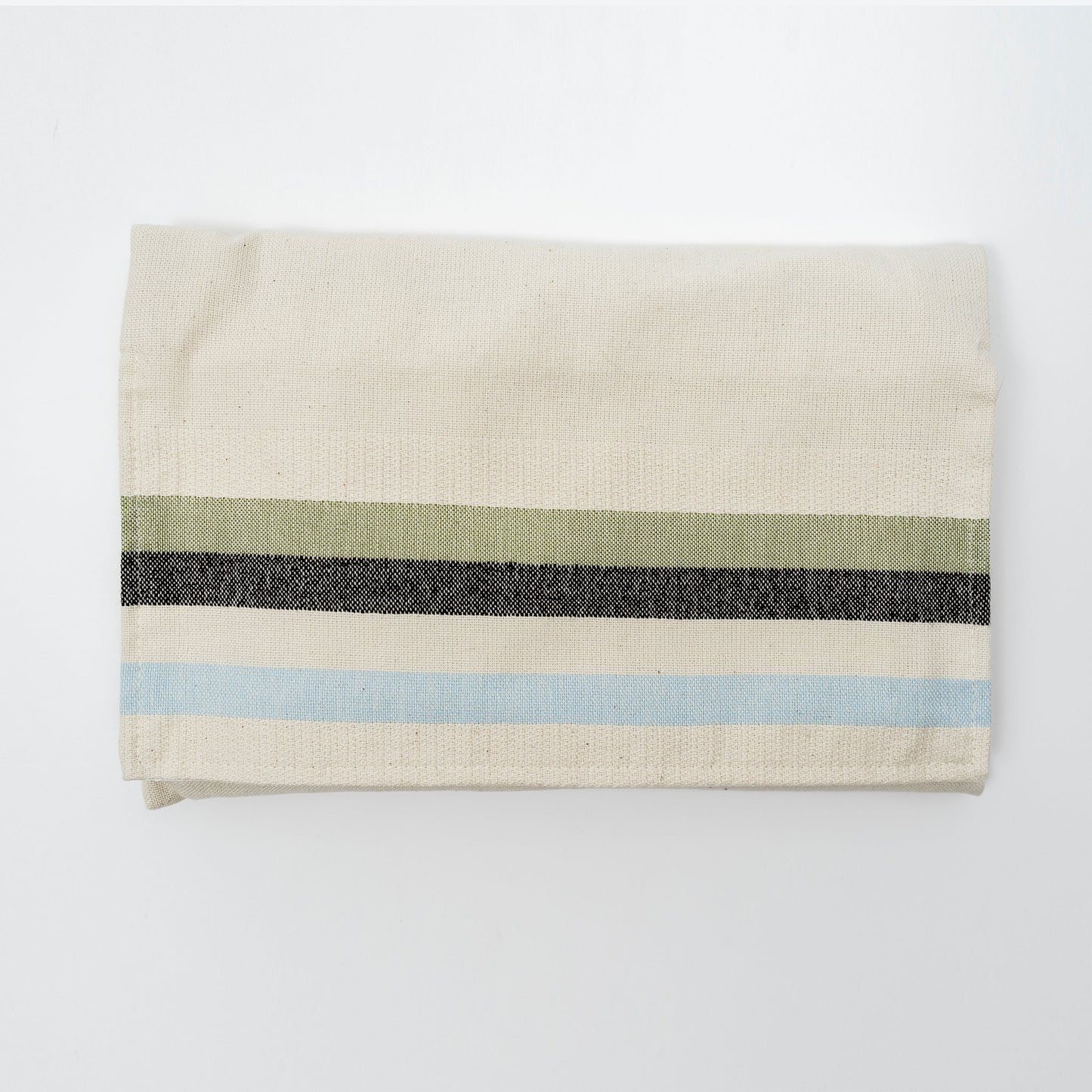 Emanuel - Cotton Tallit - Blue and Green Wide Stripes on Off-White