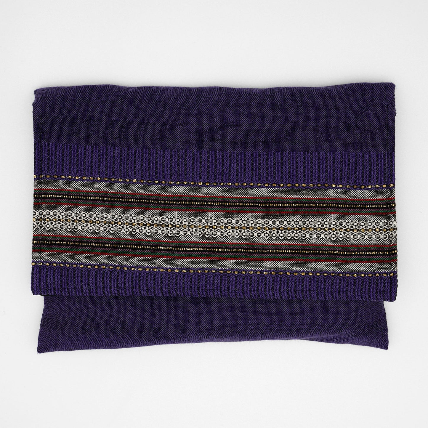 Elia - Cotton Tallit - Gray With Gold on Purple