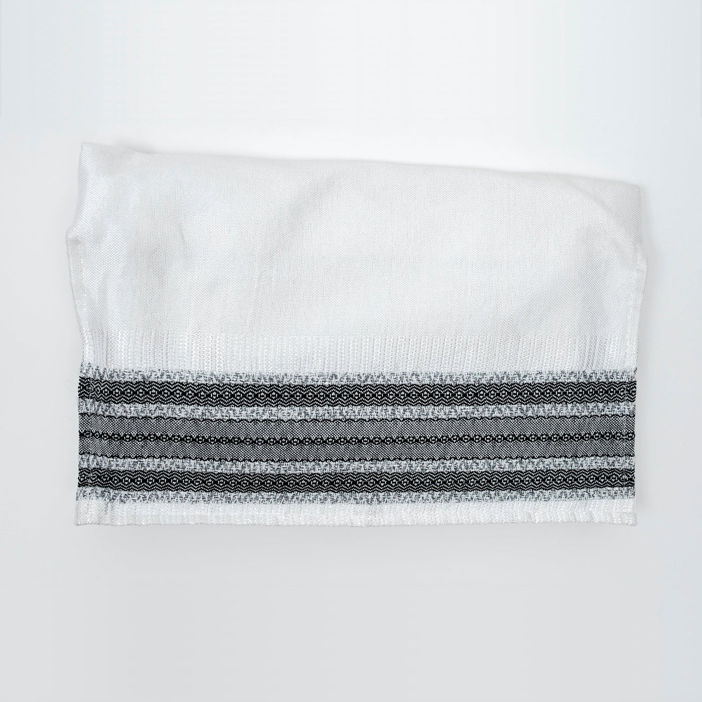 Adam - Silk Tallit - Greys and Silver on White