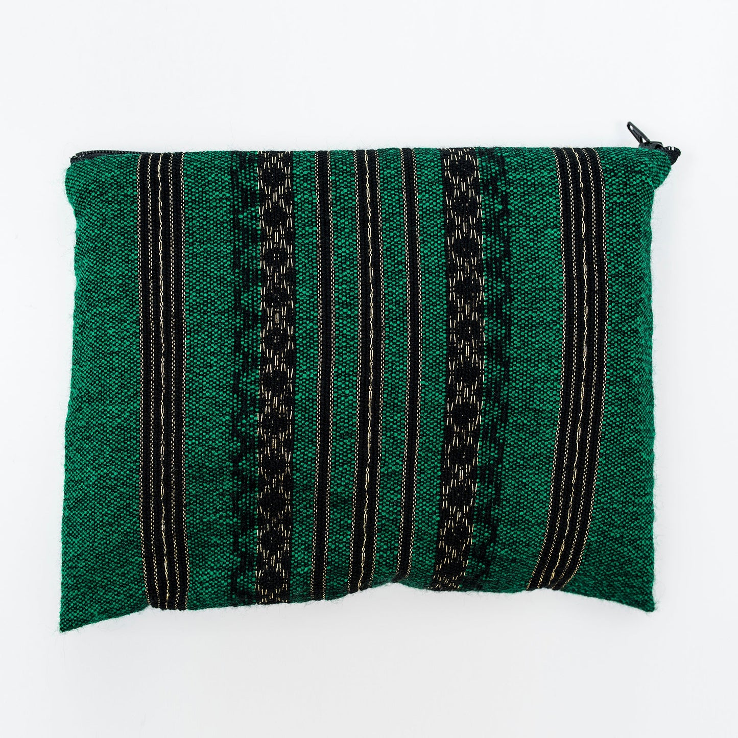Hagar - Wool Tallit - Black and Gold Design on Green