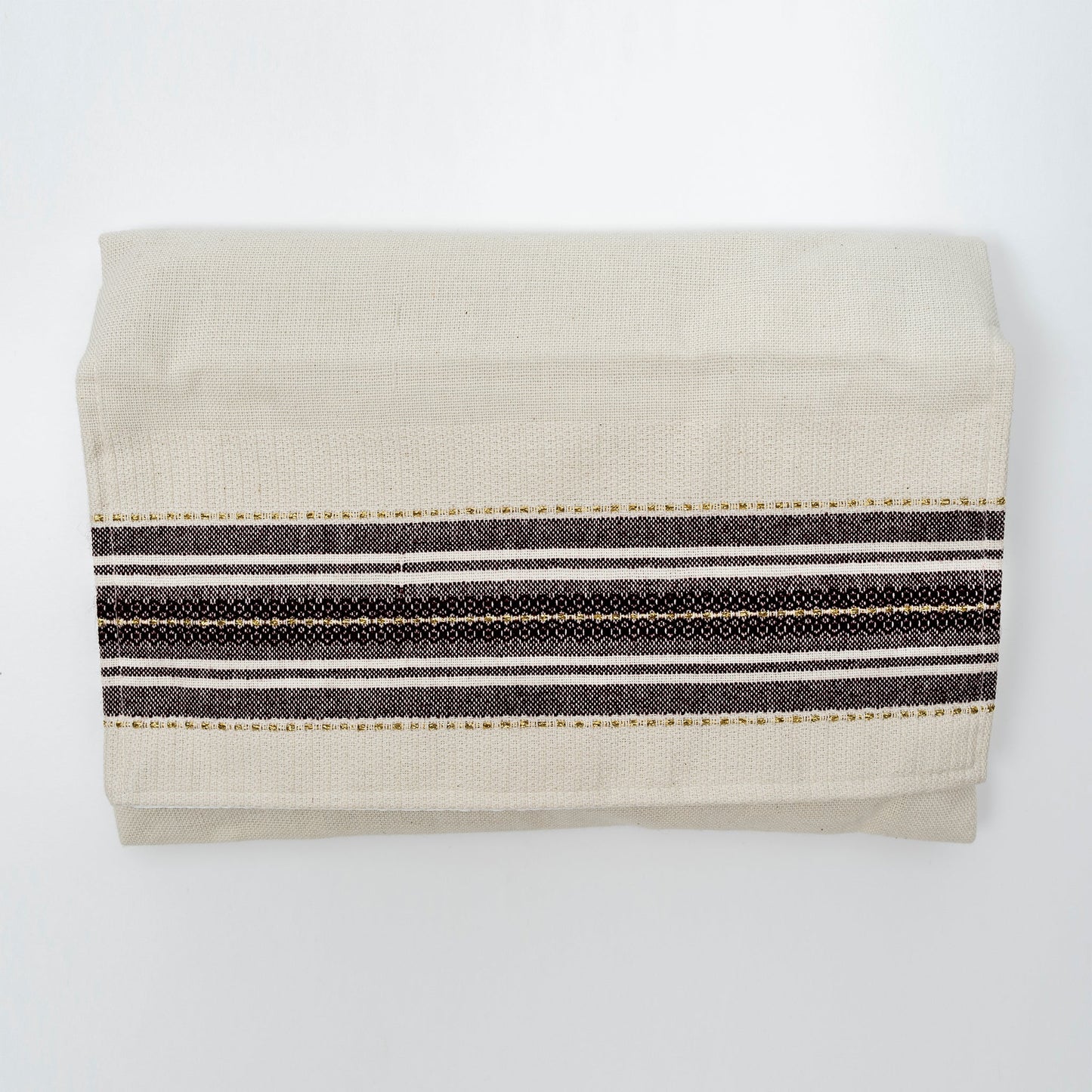 Elia - Cotton Tallit - Bordeaux with Gold on Off-White