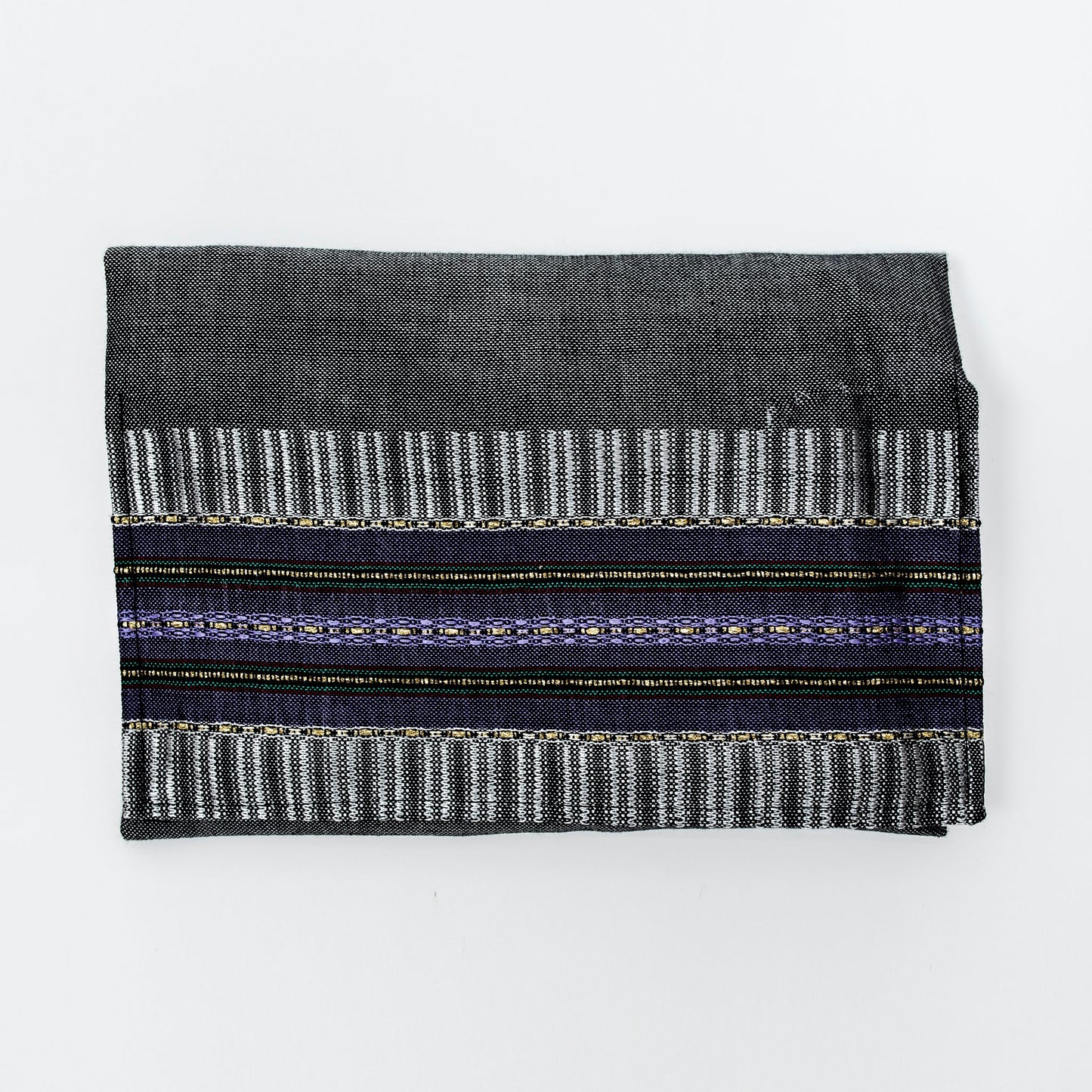 Elia - Silk Tallit- Purple and Gold on Gray
