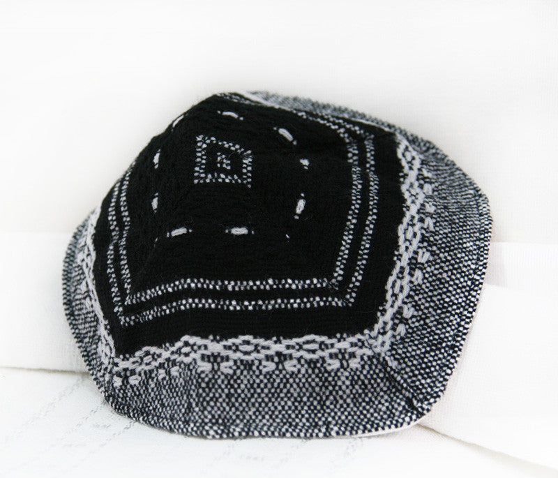 Elia - Wool Tallit - Black on Gray with Silver