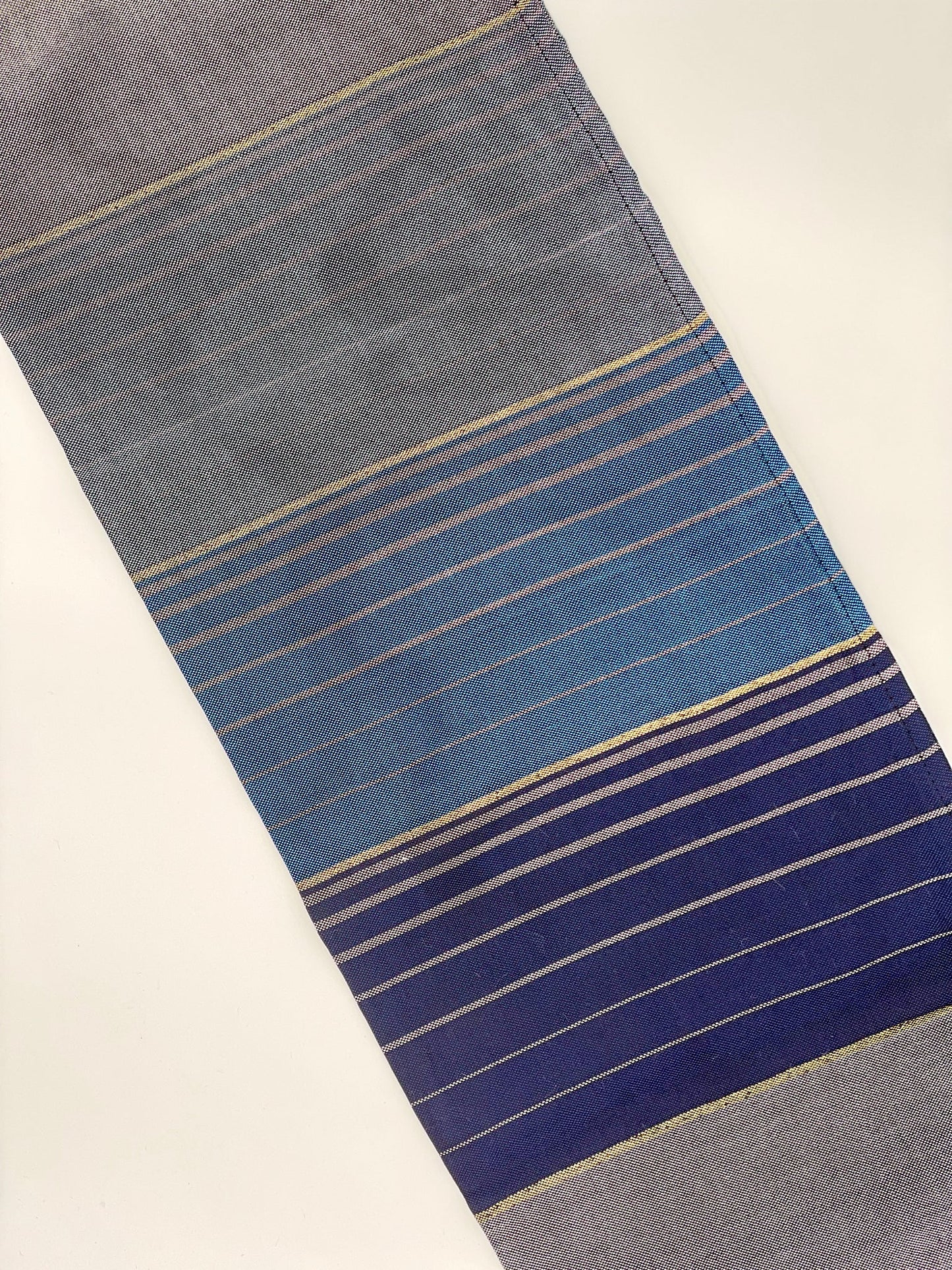 Ella - Silk Tallit- Blues with Gold on Gray