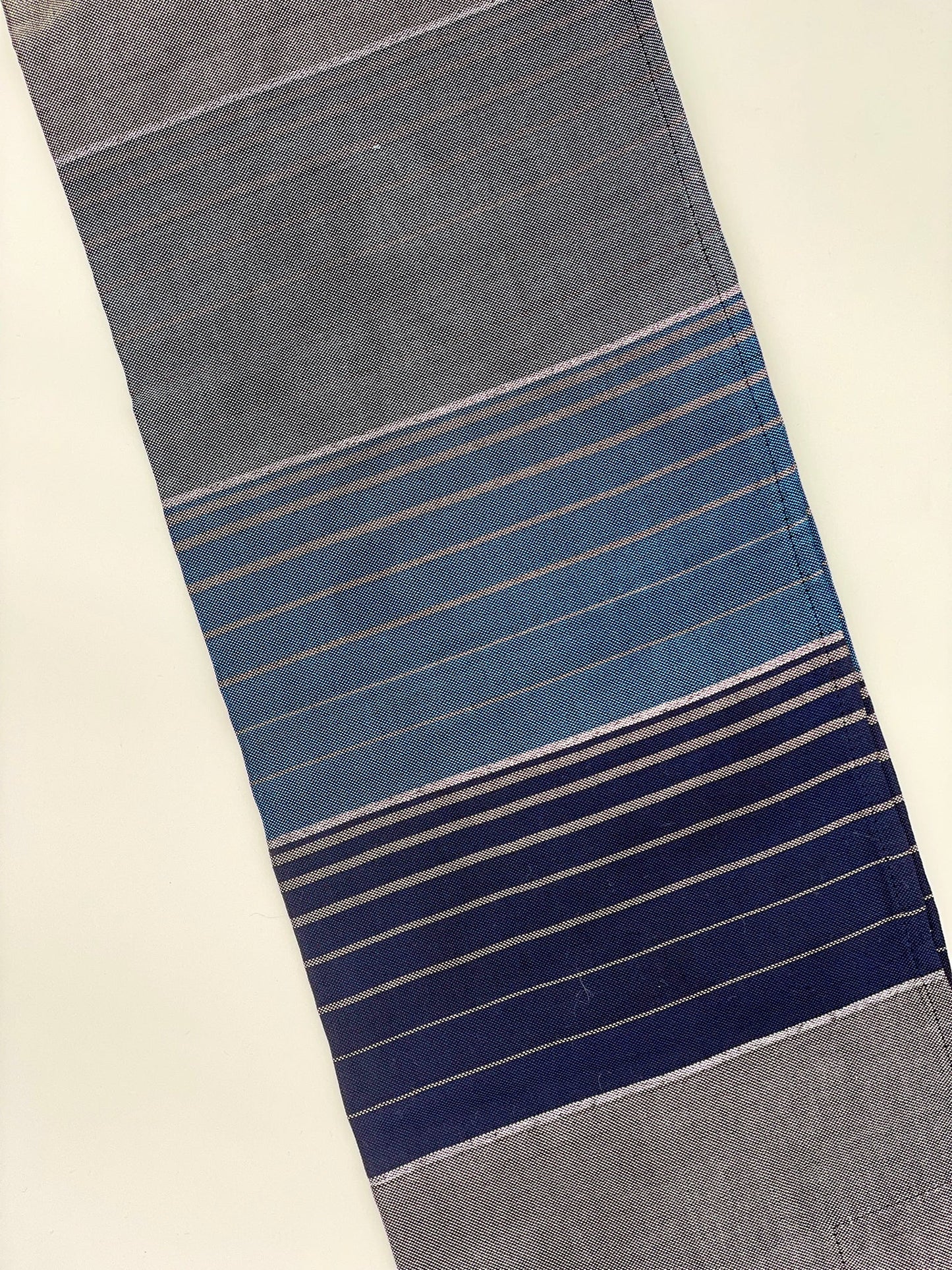 Ella - Silk Tallit- Blues with Silver on Gray