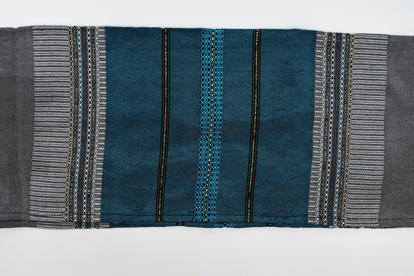 Elia - Silk Tallit- Flag Blue with gold on Gray