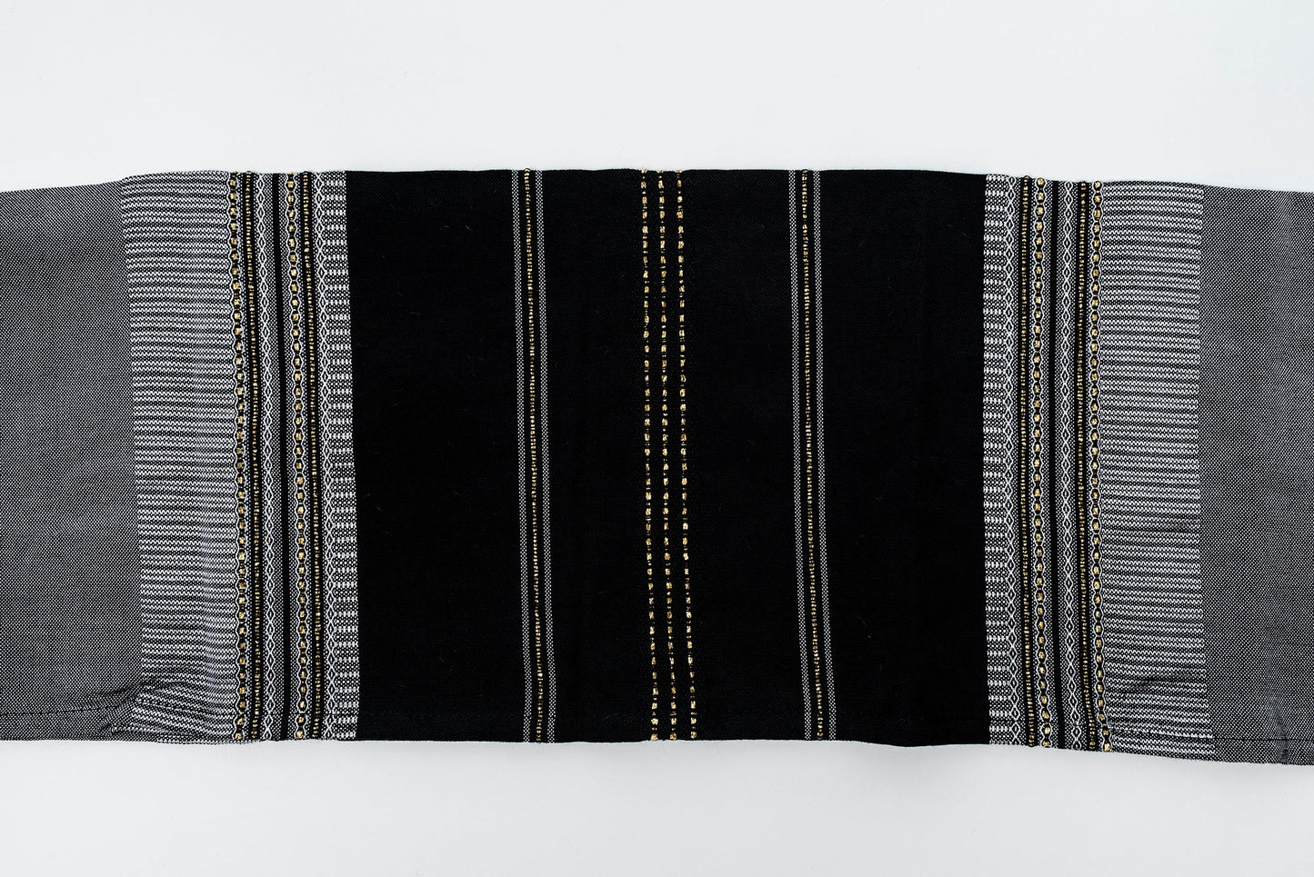 Elia - Silk Tallit- Black with Gold on Gray