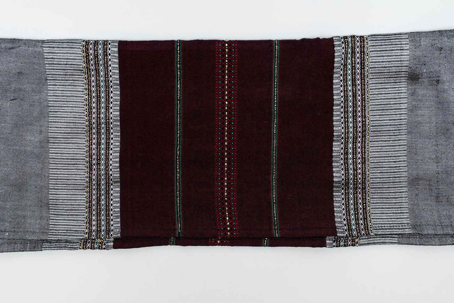 Elia - Silk Tallit- Bordeaux and Gold on Gray