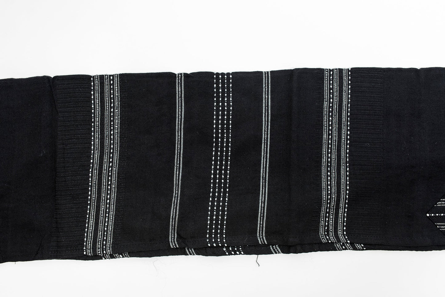 Elia - Cotton Tallit - Silver on Black