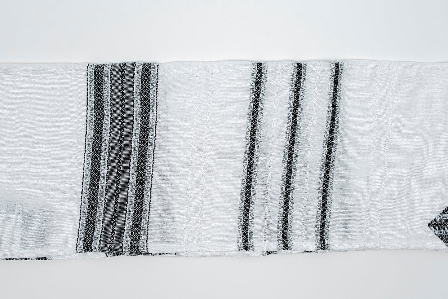 Adam - Silk Tallit - Greys and Silver on White