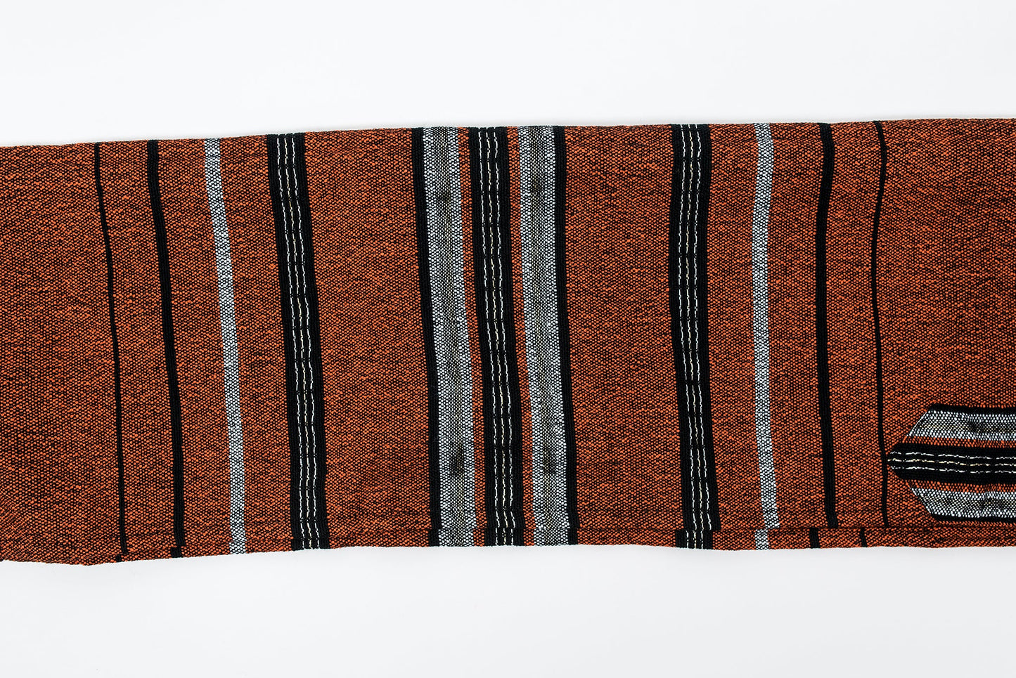 Solomon - Wool Tallit - Black and Gray with Gold and Silver on Orange