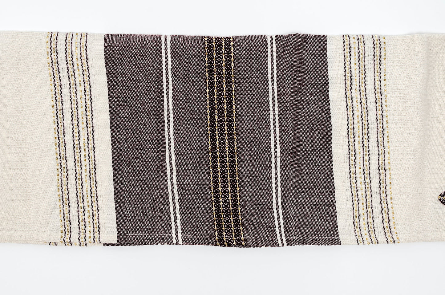 Elia - Cotton Tallit - Bordeaux with Gold on Off-White