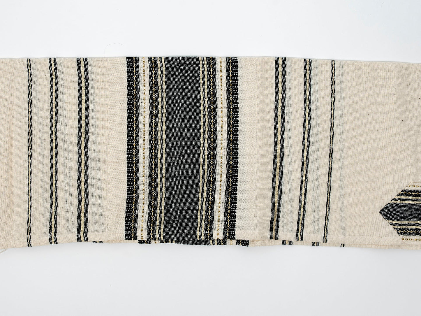 Samuel - Cotton Tallit - Black with Gold on Off-White