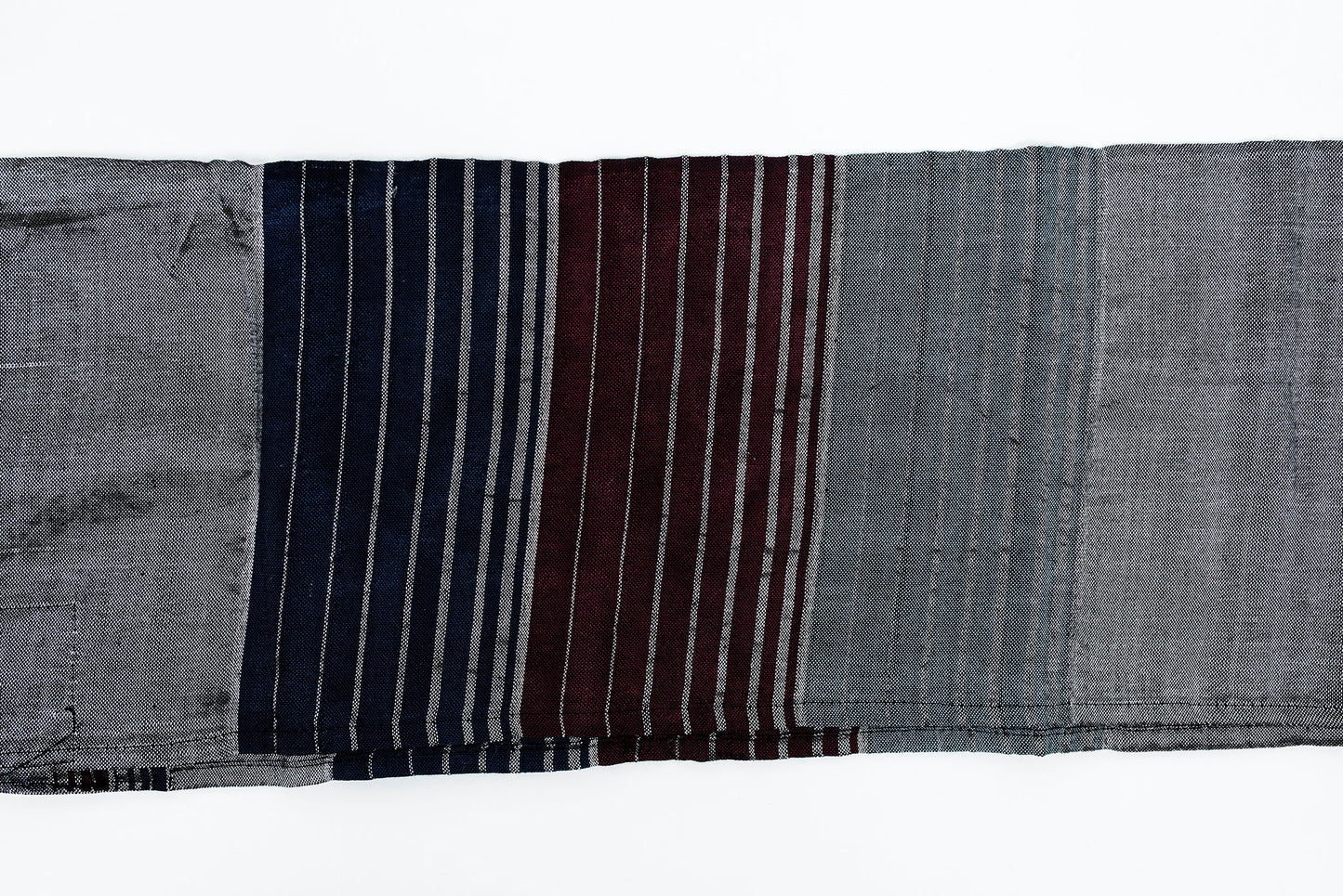 Ella - Silk Tallit- Blues and Bordeaux with Silver on Gray