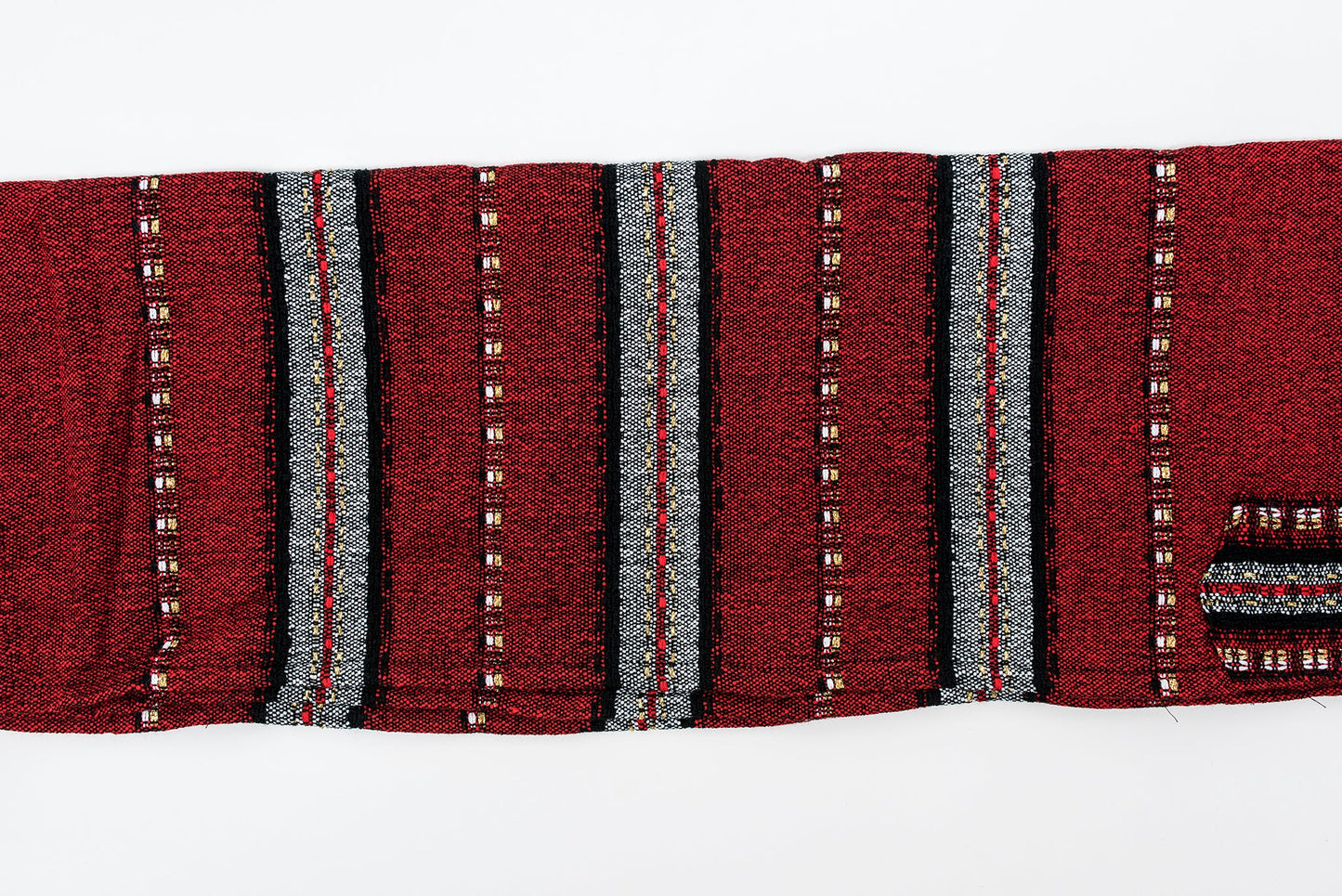 Ruth - Wool Tallit - Black and Gray with gold on Red