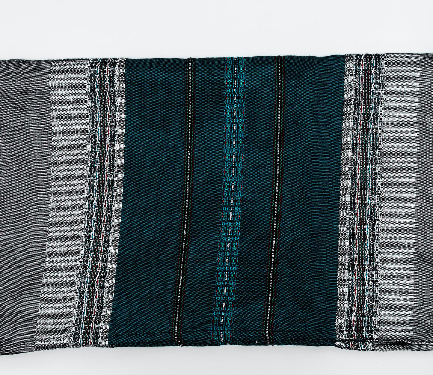 Elia - Silk Tallit- Turquoise and Silver on Gray