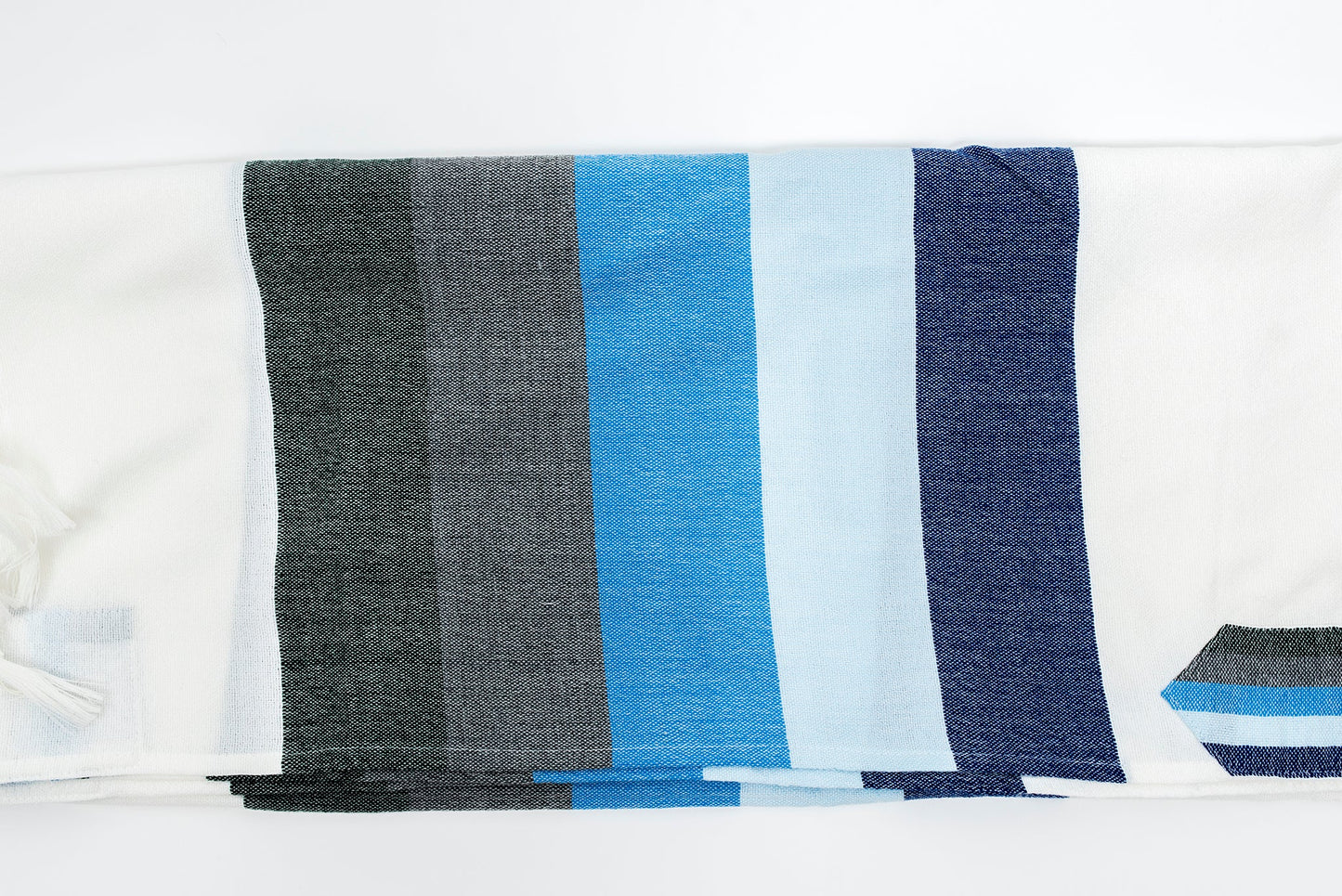 Emanuel - Wool Tallit - Wide Stripes in shades of Blue