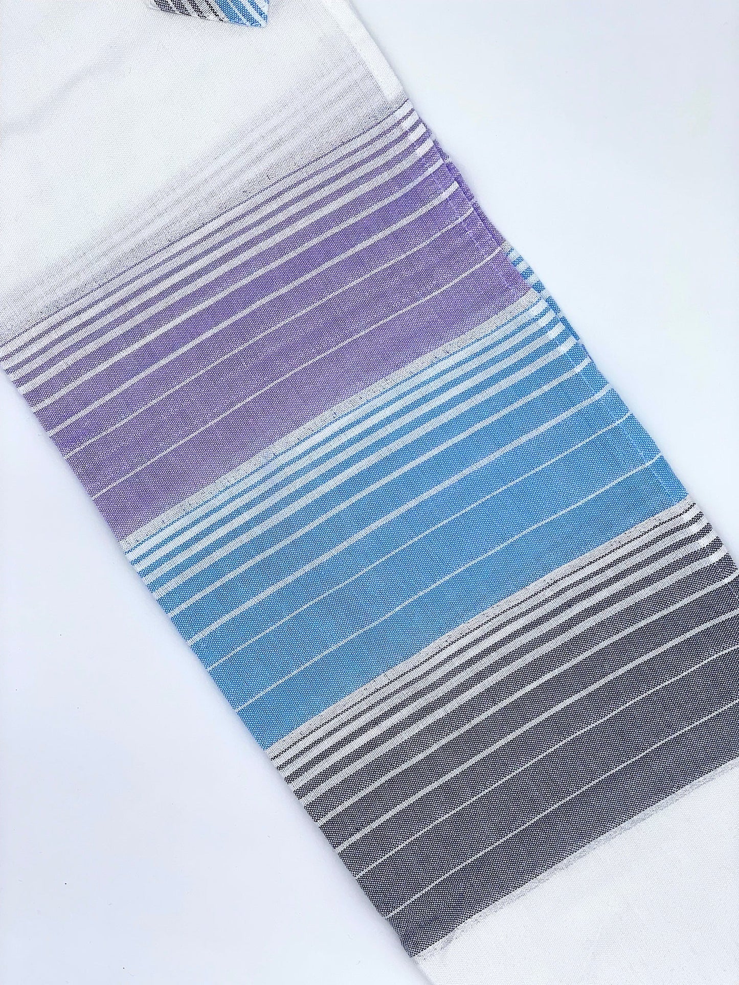 Ella - Silk Tallit - Pastel Purple and blues with Silver on White