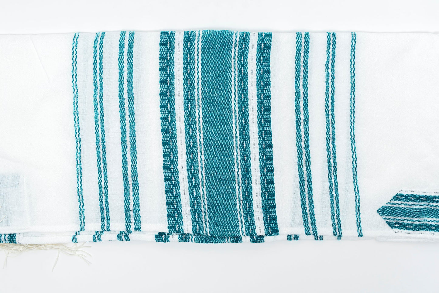 Samuel - Wool Tallit - Turquoise and Silver