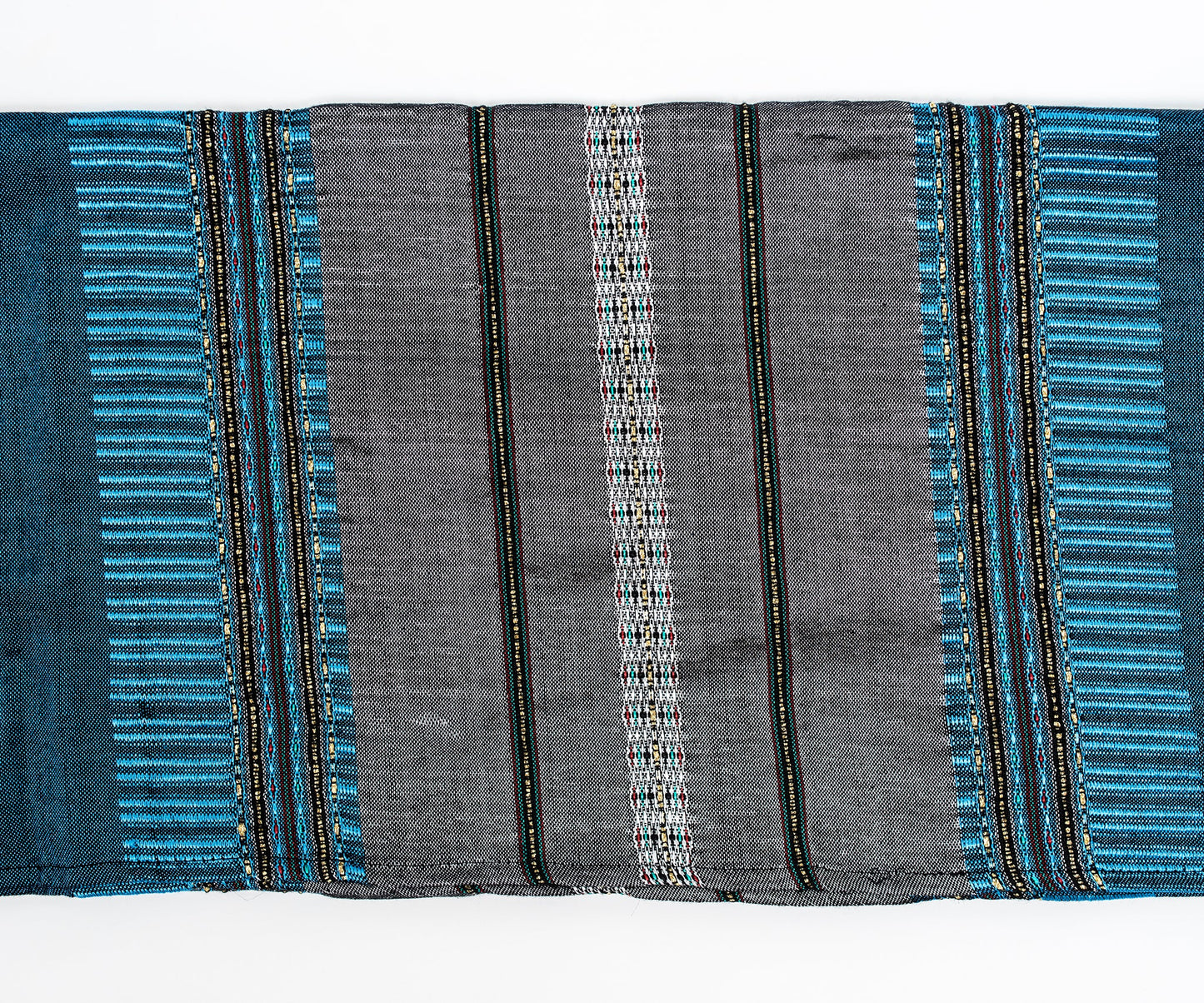 Elia - Silk Tallit - Gray with Gold on Blue
