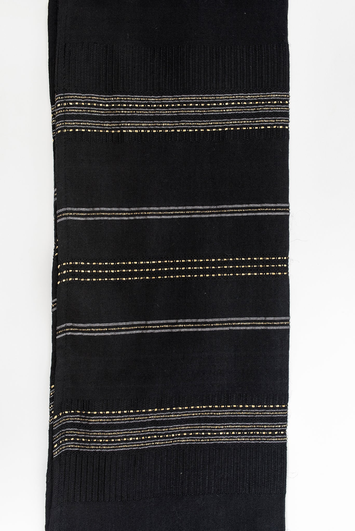 Elia - Silk Tallit - Gold and Silver on Black