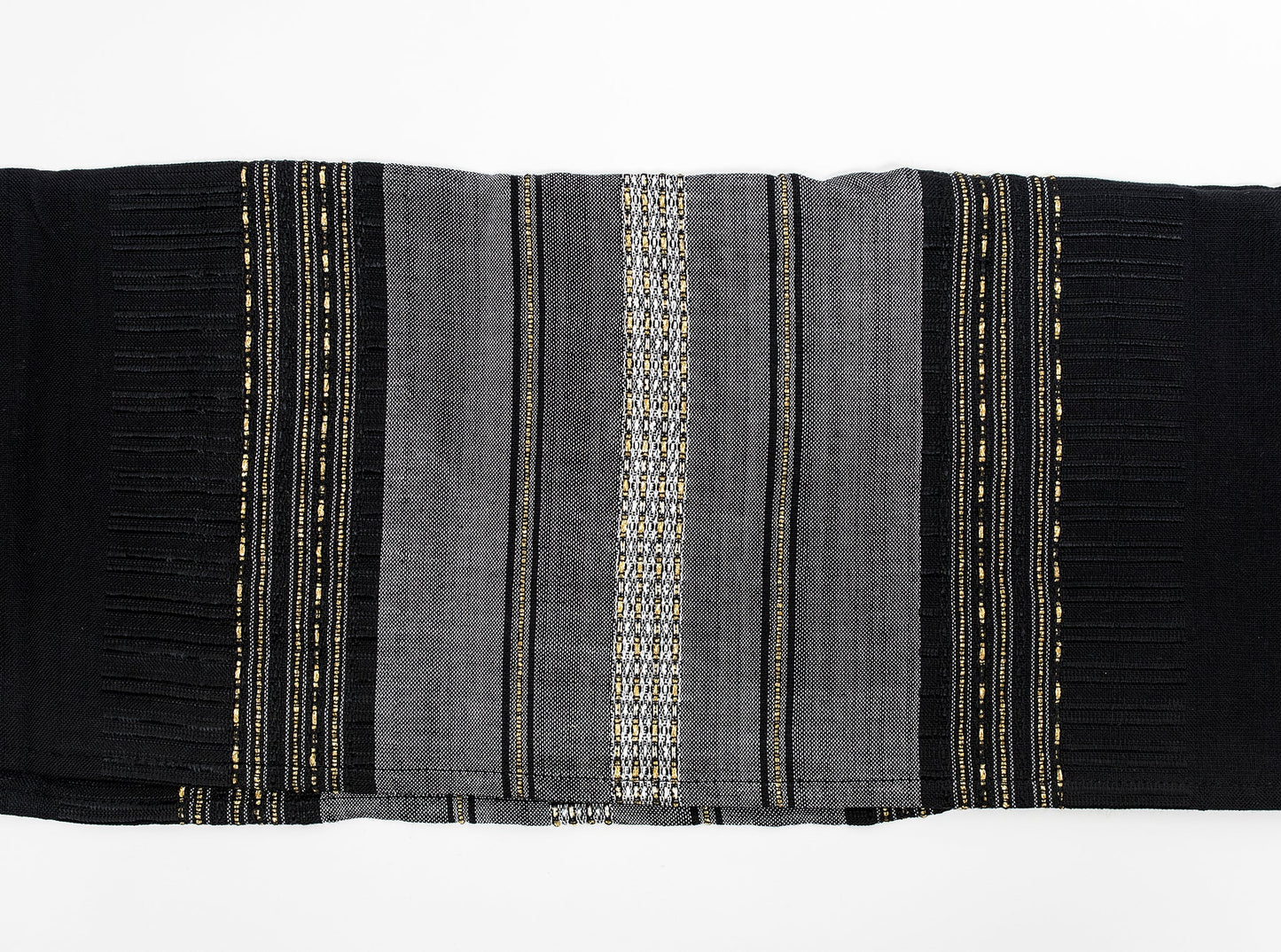 Elia - Silk Tallit - Gray with Gold on Black