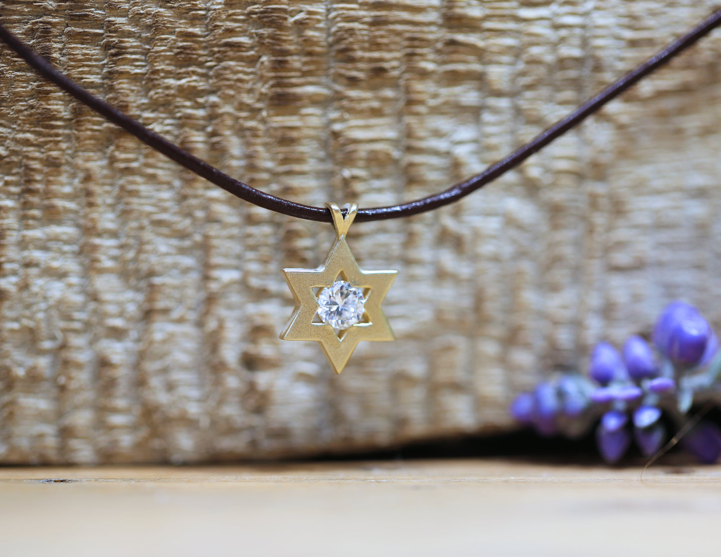 Star of David set with a Center Blue Colored Diamond - Chaya & Raphael's Galleries