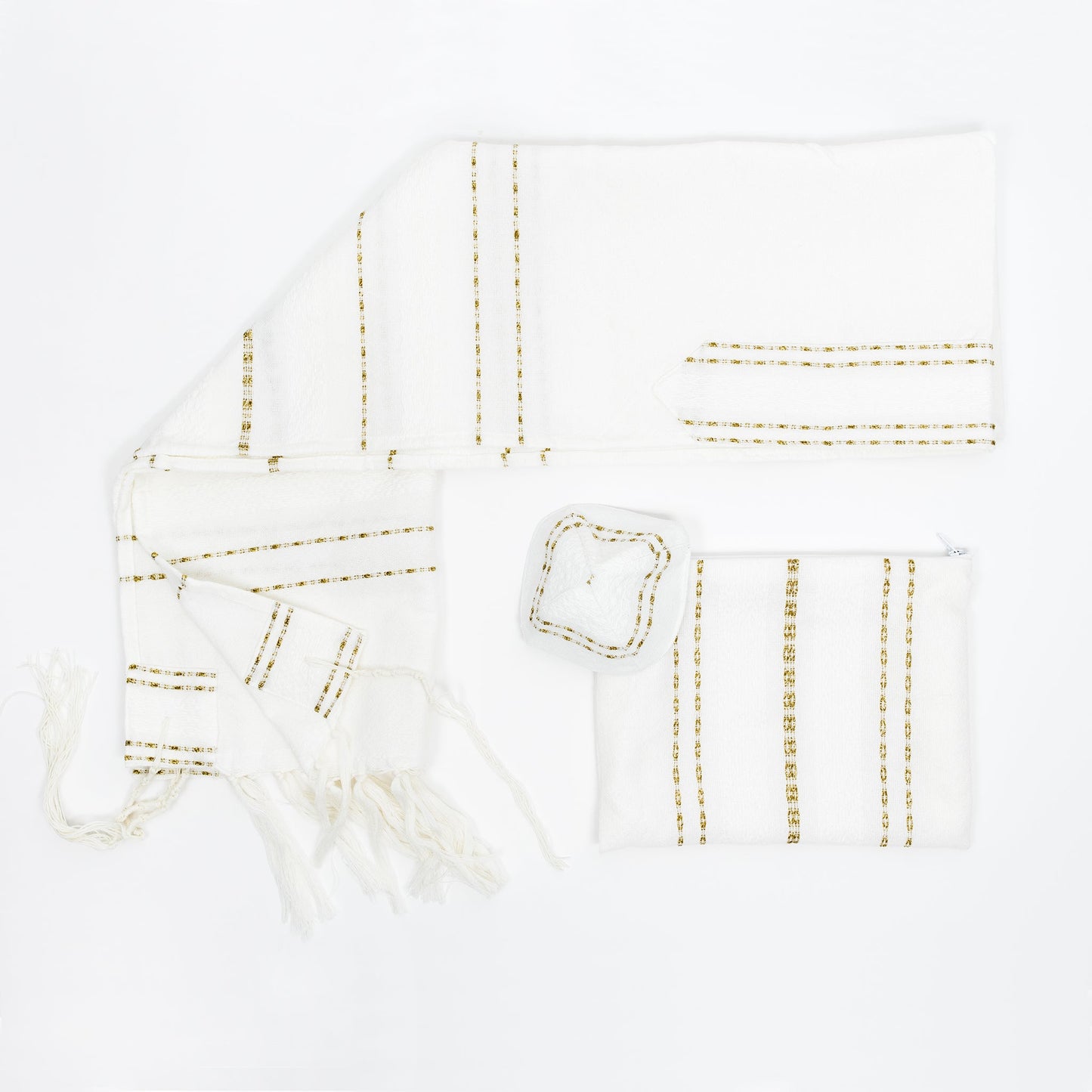 Perach - Wool Tallit - Gold Stripes