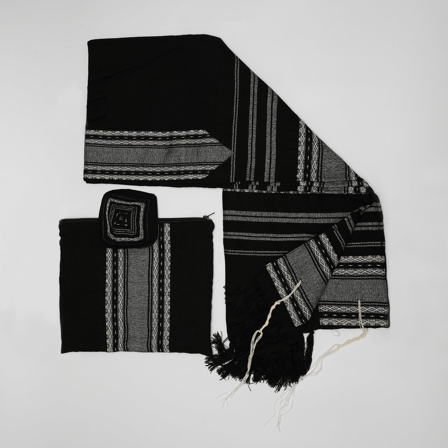 Samuel - Wool Tallit - White on Black