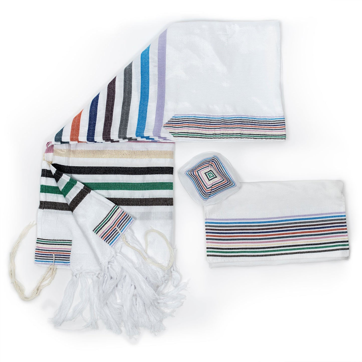 Josef - Silk Tallit - 12 Stripes on White